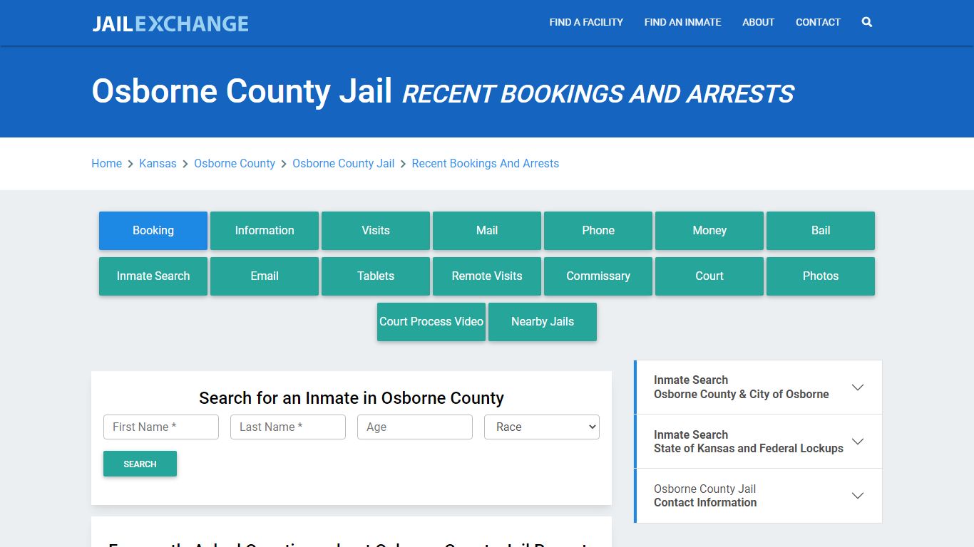 Osborne County Jail Recent Bookings And Arrests - Jail Exchange